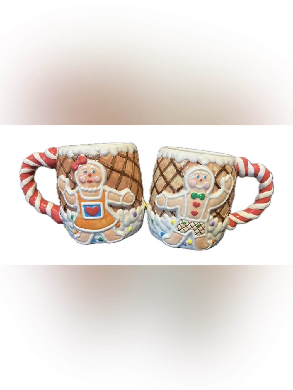 VTG House of Lloyd 2000 Gingerbread Christmas Ceramic Mug Set.